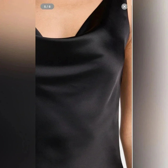 NWT XL Norma Kamali Maria Mini Dress Black Satin Cowl Neck Sold Out - Picture 5 of 10